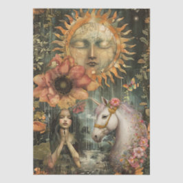 Papel De Seda Menina do Jardim de Fantasia Rústica Escura e Mal-