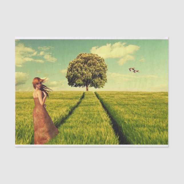 Papel De Seda Menina em campo (Frente )