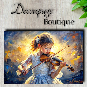 Papel De Seda Menina Violinista Decoupage