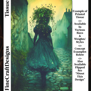 Papel De Seda Menina Vitoriana de Vestido Verde DG7LF Decoupage