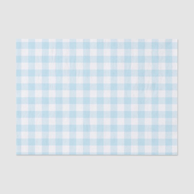 Papel De Seda Menino Pastel Azul Xadrez Gingham (Frente )