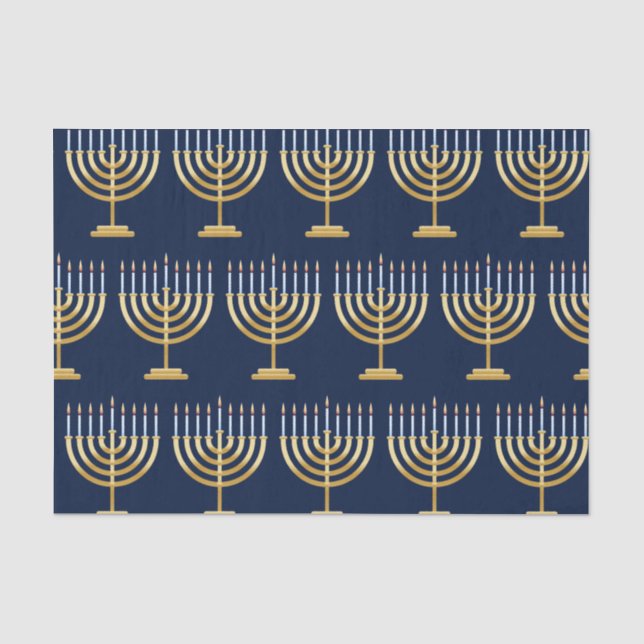 Papel De Seda Menorá judeu de Chanukah (Frente )