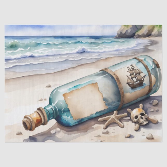 Papel De Seda Mensagem em uma garrafa (Frente )