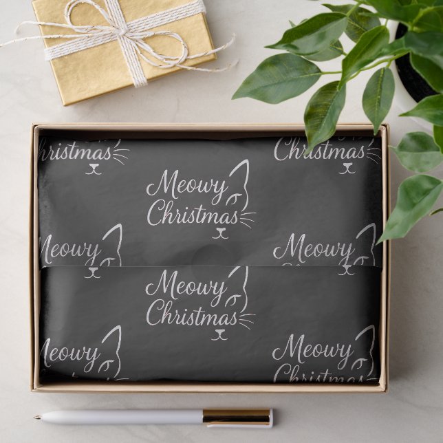 Papel De Seda 'Meowy Natal' Charcoal Preto Sofisticado (Presente)