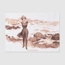 Papel De Seda Mermaid Beach Gibson Girl Victorian Antiguidade