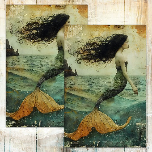 PAPEL DE SEDA MERMAID DECOUPAGE (MERMAID DECOUPAGE TISSUE PAPER)