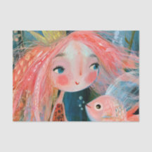 Mermaid Princess With Pink Fish Friend