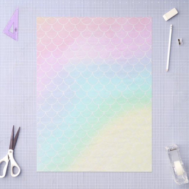 Papel De Seda Mermaid Tail Teal Pink Girly Birthday (Arte )