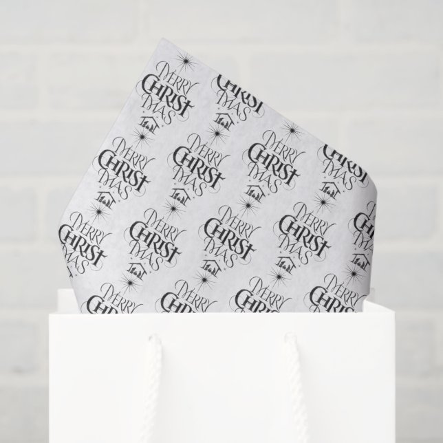 Papel De Seda Merry CHRISTmas Christian Calliographic Lettering (Sacola de presentes)