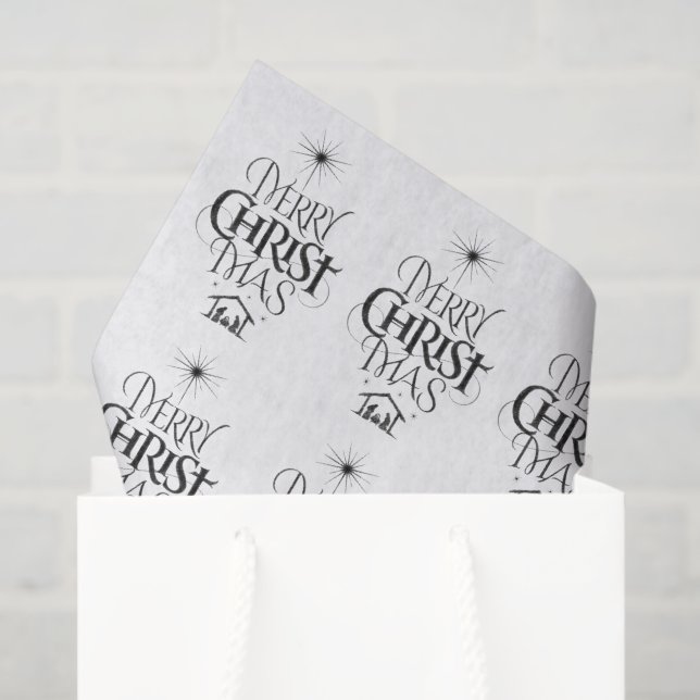 Papel De Seda Merry CHRISTmas Christian Calliographic Lettering (Sacola de presentes)