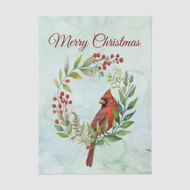 Papel De Seda Merry Christmas Classic Cardinal  (Frente )