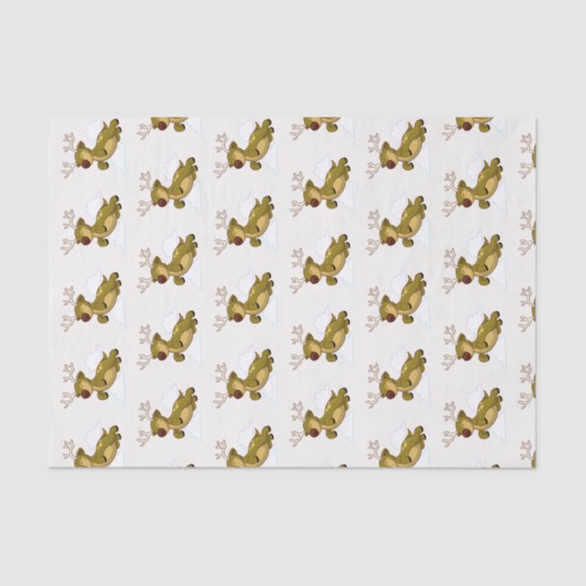 Papel De Seda Merry Christmas Flying Reindeer Cute (Frente )