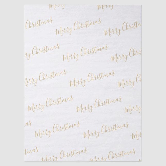 Papel De Seda Merry Christmas in Gold, or Your Message (Frente )