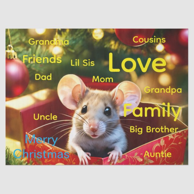 Papel De Seda Merry Christmas Mouse Tissue Paper (Frente )