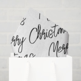 Papel De Seda MERRY CHRISTMAS Typografia Black White Modern