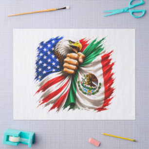 Papel De Seda Mês da Herança Hispânica Bandeira EUA México
