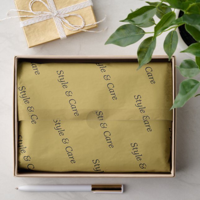 Papel De Seda Metallic Gold Tissue Paper with Name Pattern Print (Presente)