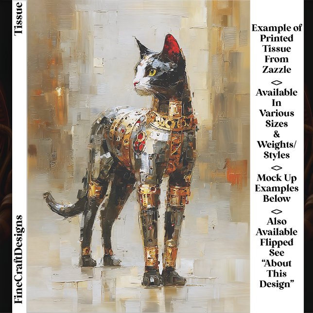 Papel De Seda Mettalic Steampunk Cat Portrait EM5L Decoupage (Criador carregado)