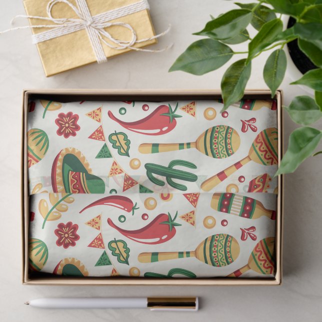 Papel De Seda Mexican Cinco De Mayo Pattern  (Presente)