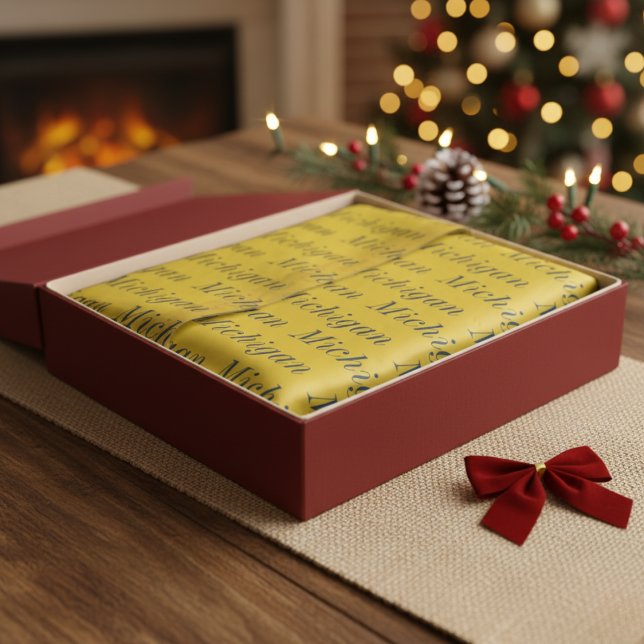 Papel De Seda Michigan Milho e Azul (Michigan Maize and Blue Tissue Paper)