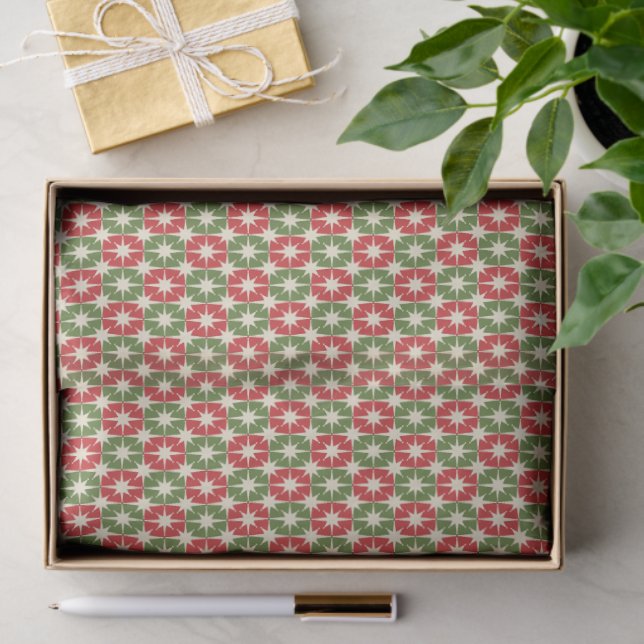 Papel De Seda Mid Century Modern Christmas Retro Starbursts (Presente)