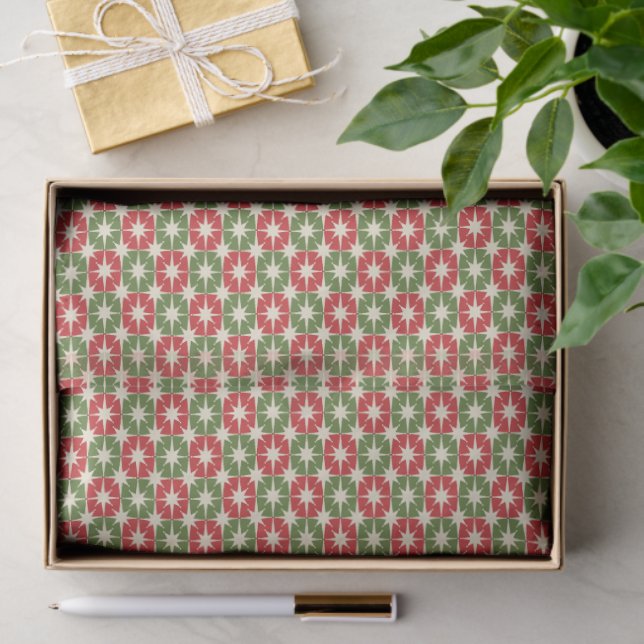 Papel De Seda Mid Century Modern Christmas Retro Starbursts (Presente)