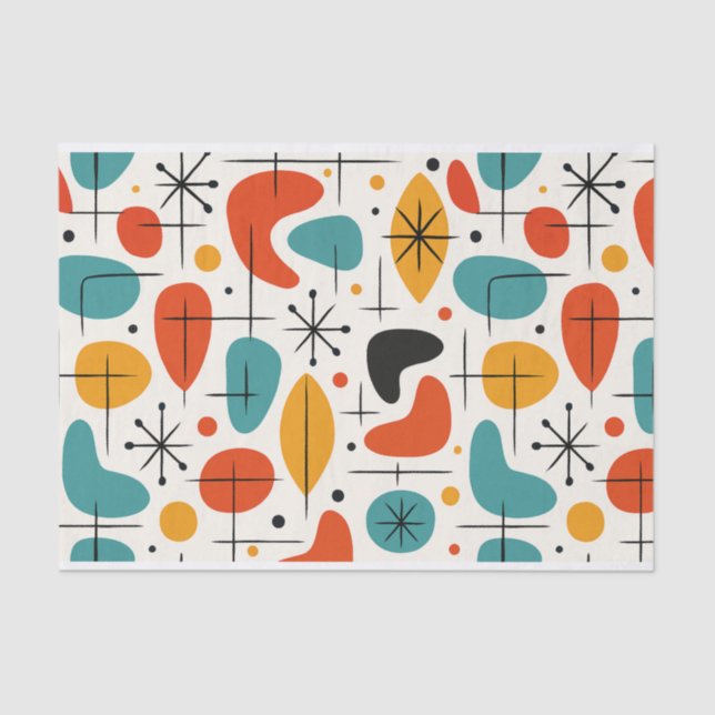 Papel De Seda Mid Century Modern Starburst Pattern (Frente )