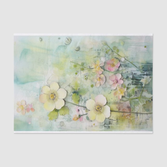 Papel De Seda Mídia mista em uma charmosa turquesa e limão (Frente )