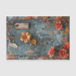 Papel De Seda Mídia mista: Flores de papel, Etiquetas e engrenag