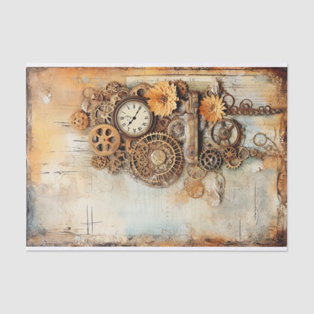 Papel De Seda Mídia mista Steampunk em matizes suaves (Frente )