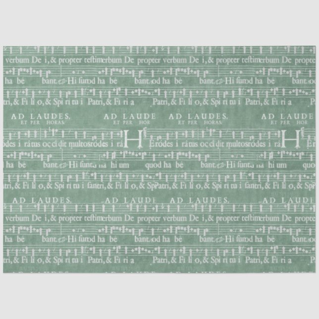 Papel De Seda Mídia Musical Manuscrito Verde (Frente )