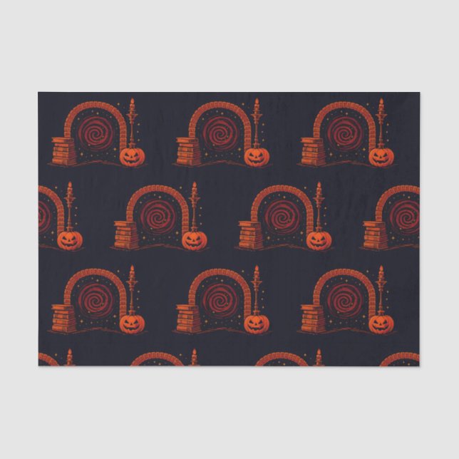 Papel De Seda Midnight Hearth Medieval-Laranja e preto (Frente )