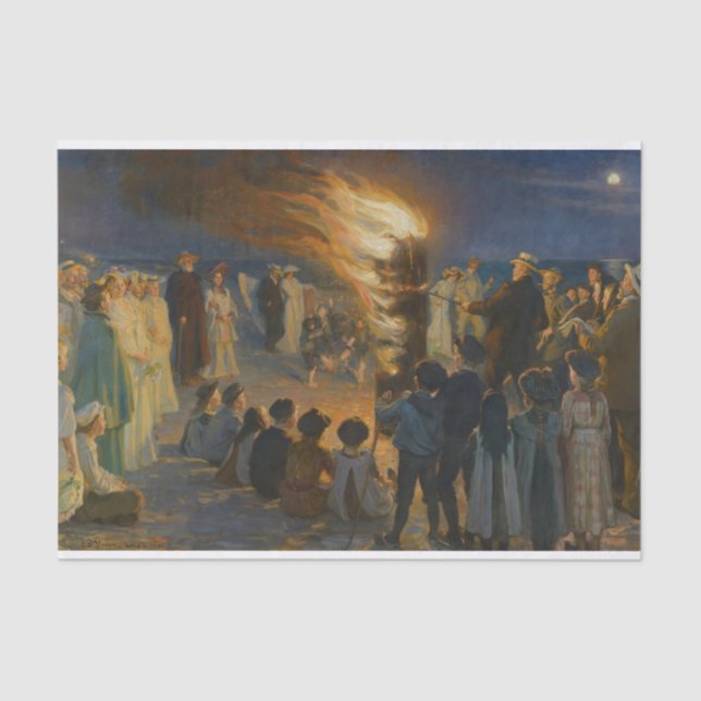 Papel De Seda MidSummer Eve Bonfire on Skagen Beach, P.S.Krøyer (Frente )