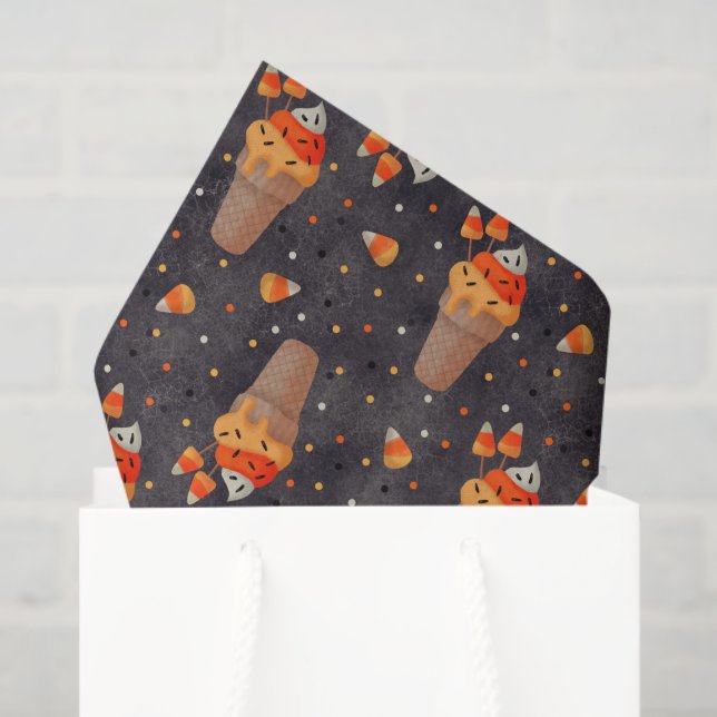 Papel De Seda Milho doce e Sorvete de Halloween (Sacola de presentes)