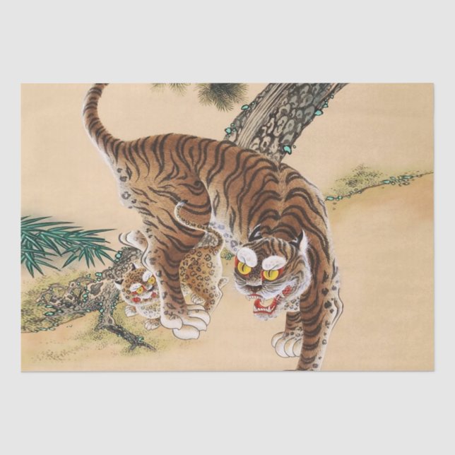Papel De Seda Minhwa Tigre Feio Coreano  (Frente )