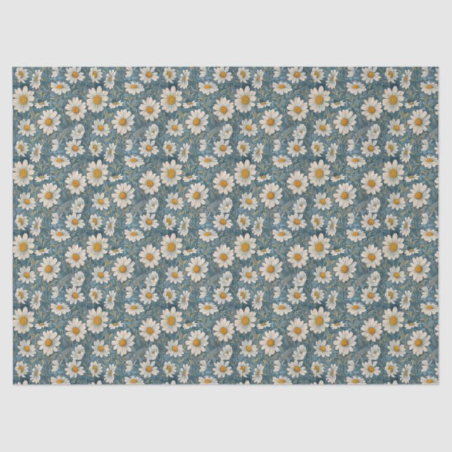 Papel De Seda Mini Art Nouveau Shasta Daisies - 10 lb, 17"x23" (Frente )