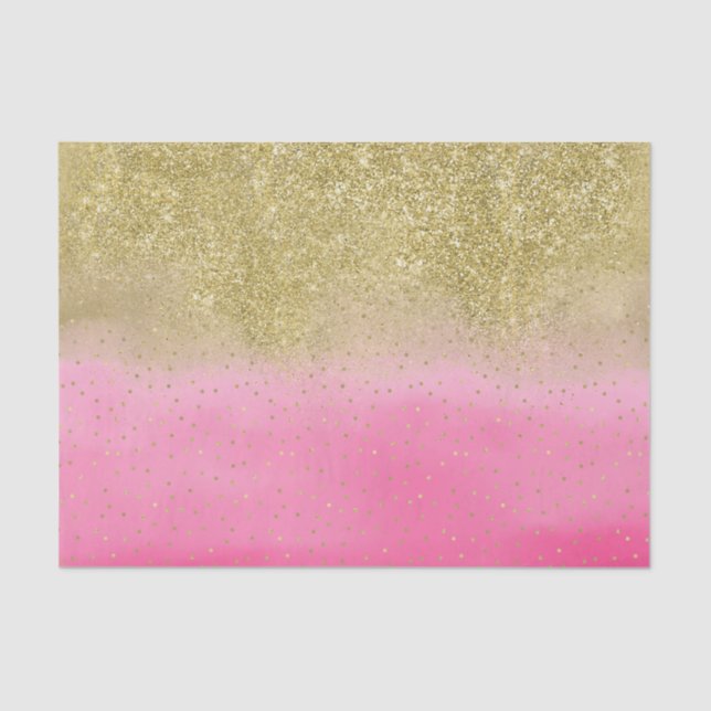Papel De Seda Mini Confetti Dourado com Cintura Cintilante Rosa (Frente )
