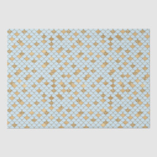 Papel De Seda Minigráfico de Brilho Azul Sereia Dourado
