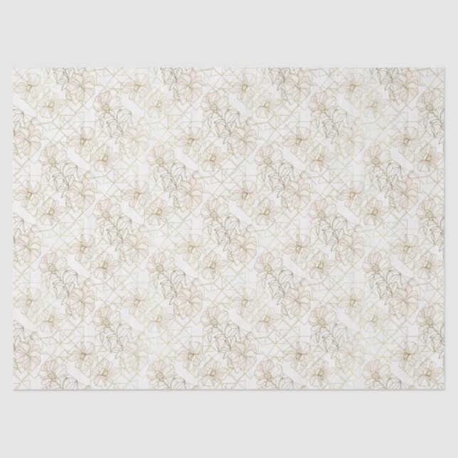 Papel De Seda Minimal Botanical Line Art Pattern (1) (Frente )