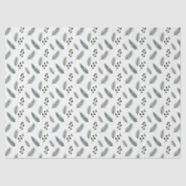 Papel De Seda Minimal Christmas Pine Pattern, Scandi Style (Frente )