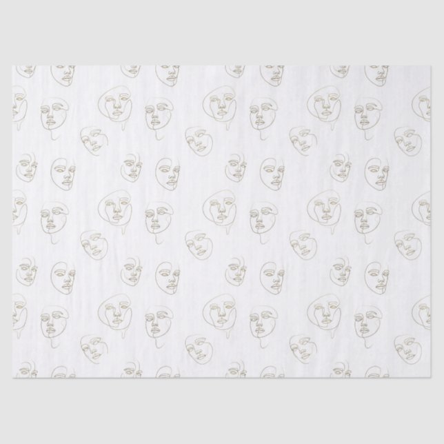 Papel De Seda Minimal Female Face Line Pattern (1) (Frente )