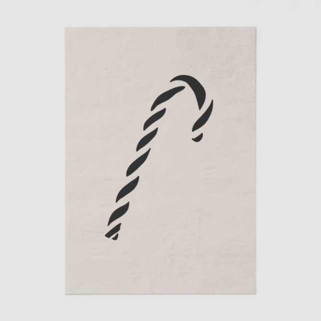 Papel De Seda Minimalist Black Christmas Candy cane (Frente )