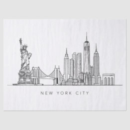 Papel De Seda Minimalist New York City Skyline Line Art