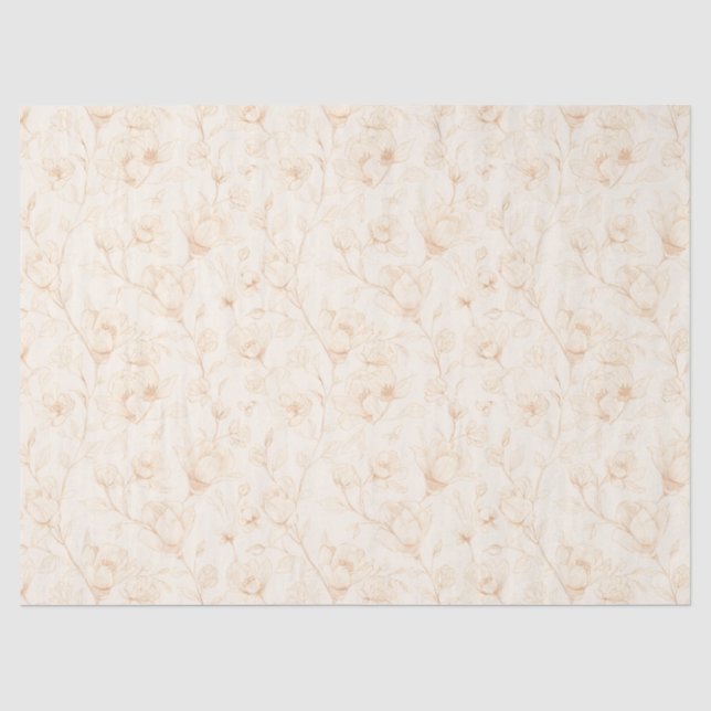 Papel De Seda Minimalista Botânica Neutra (Frente )