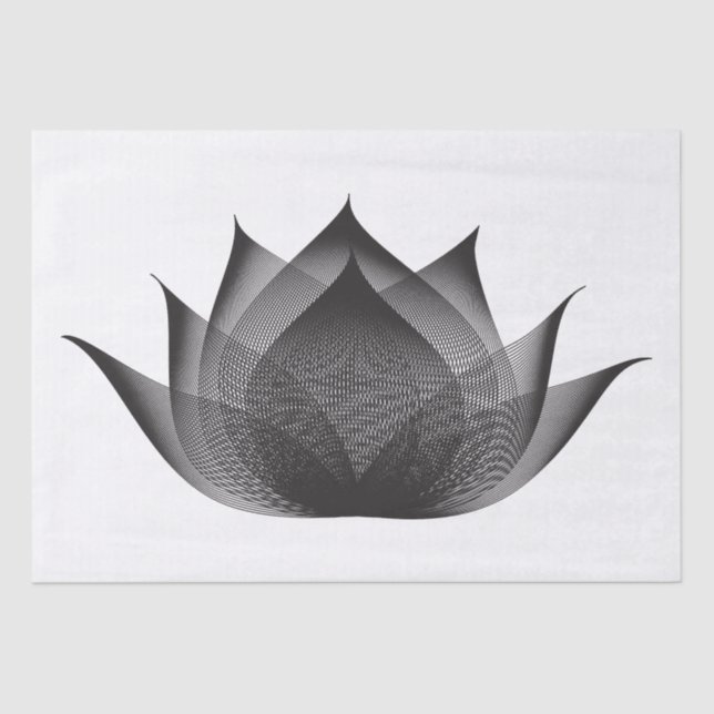 Papel De Seda Mínimo de Lotus Black e White Floral Moiré (Frente )