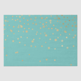 Papel De Seda Mint Dourado Confetti