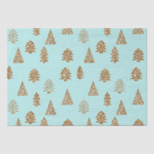 Papel De Seda Mint Dourado Glitter Árvores de Natal