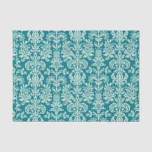 Papel De Seda Mint-green Floral Damasco & Turquoise Fundo