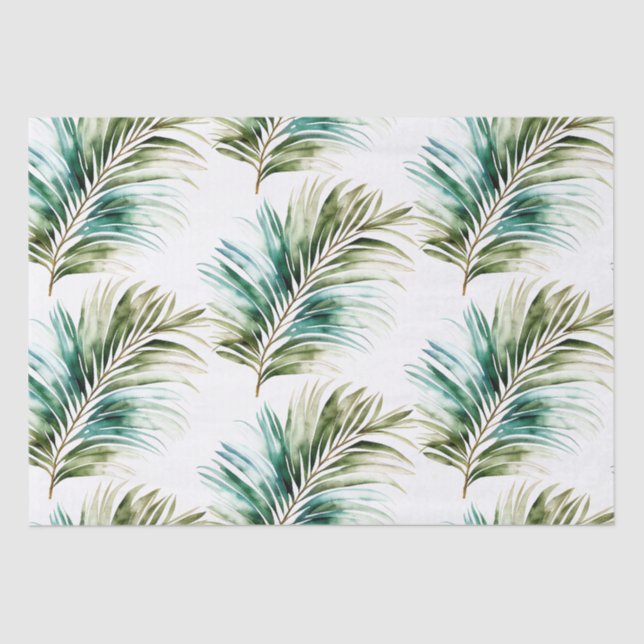 Papel De Seda Mint Green Tropical Leaves (Frente )