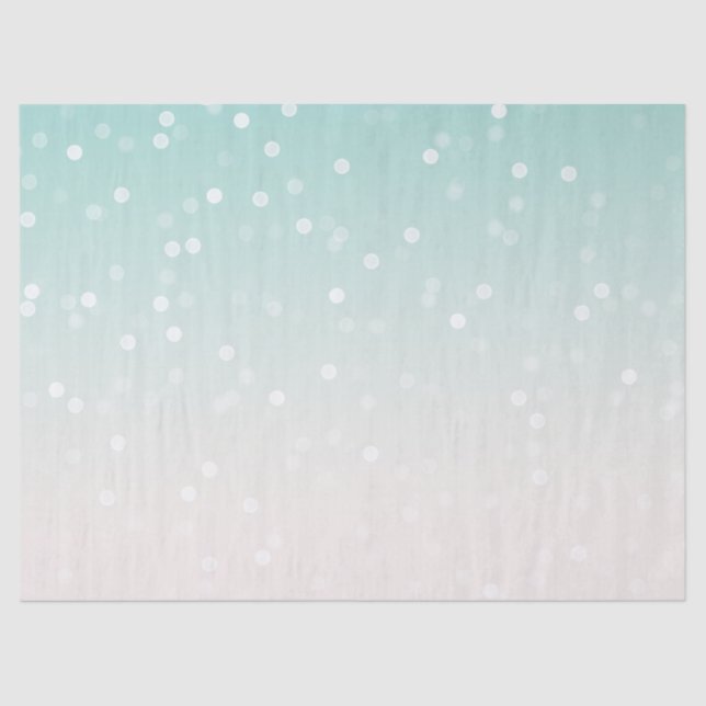 Papel De Seda Mint Ombre White Bokeh Confetti (Frente )